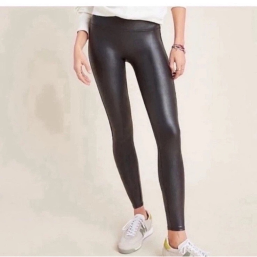 Spanx Women's Black Faux Leather Leggings‎ size Large